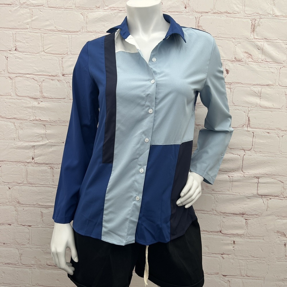 Women's ColorBlock Button Down Shirt Women's Small Multicolor